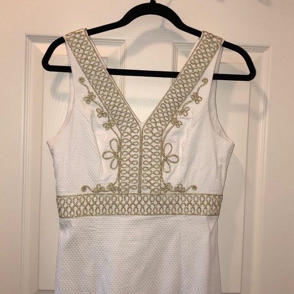 Lilly Pulitzer White & Gold Dress Size 2 - Picture 2 of 6